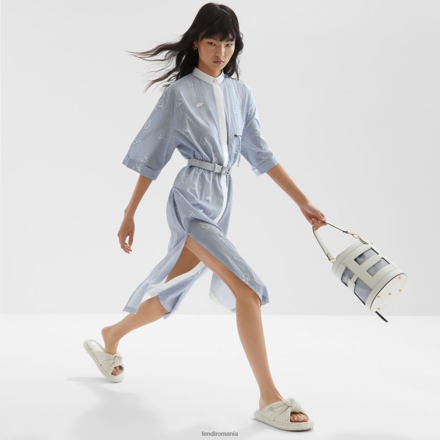 rochie cămașă din bumbac albastru Fendi femei îmbrăcăminte 86084L1044