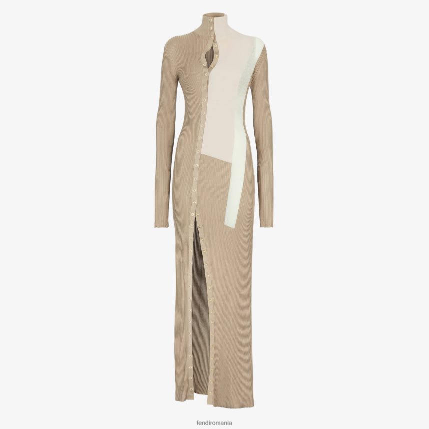 rochie din matase si vascoza bej Fendi femei îmbrăcăminte 86084L953