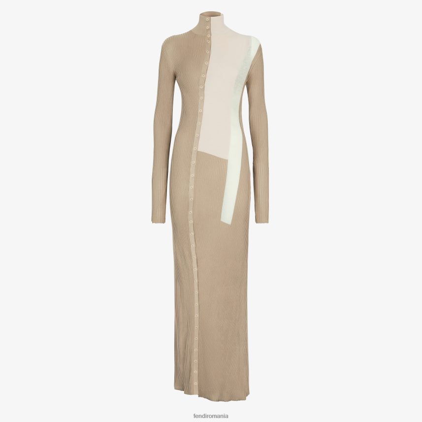 rochie din matase si vascoza bej Fendi femei îmbrăcăminte 86084L953