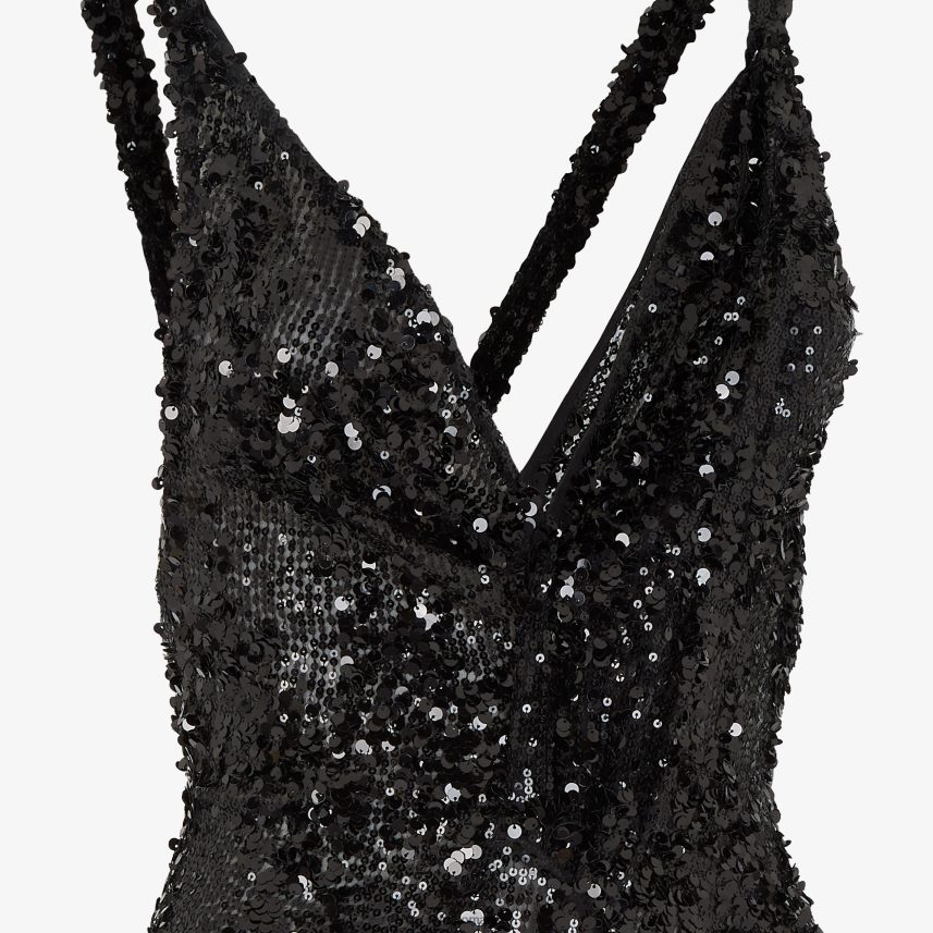 rochie din paiete și șifon negru Fendi femei îmbrăcăminte 86084L1184