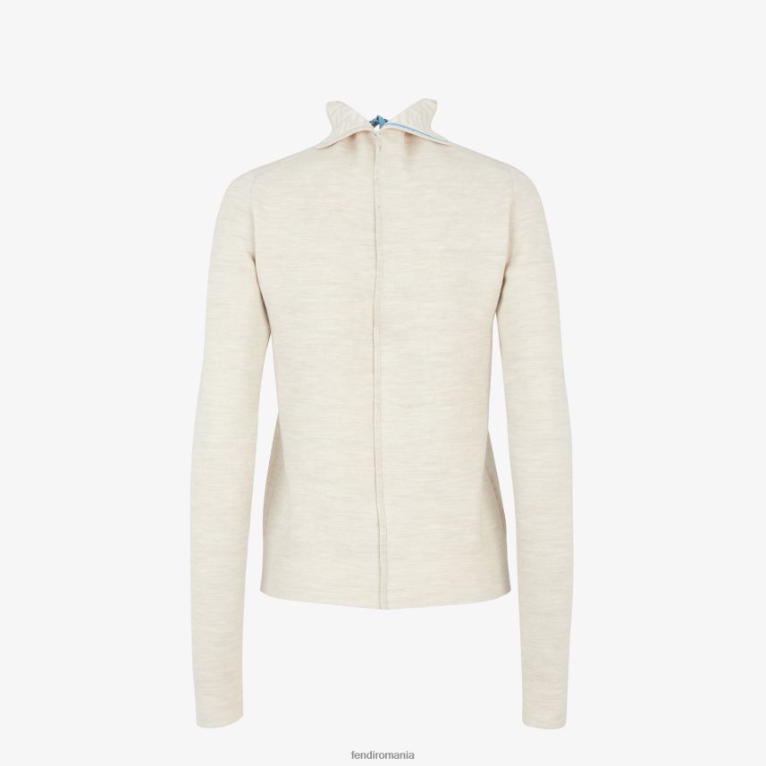 pulover de lână bej Fendi femei îmbrăcăminte 86084L997