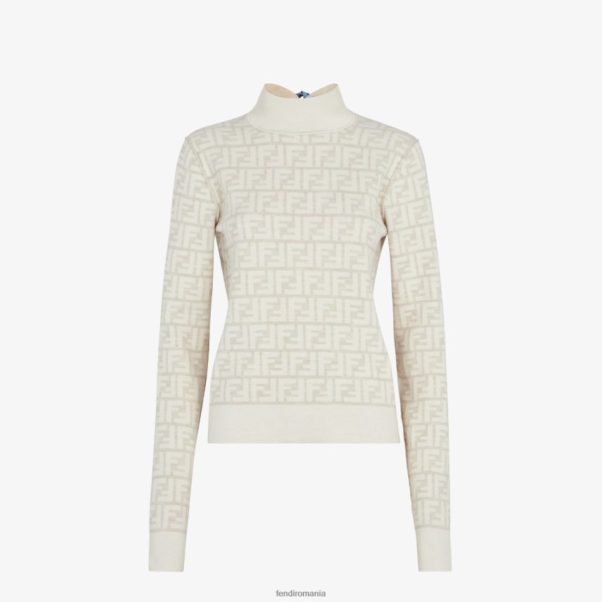 pulover de lână bej Fendi femei îmbrăcăminte 86084L997