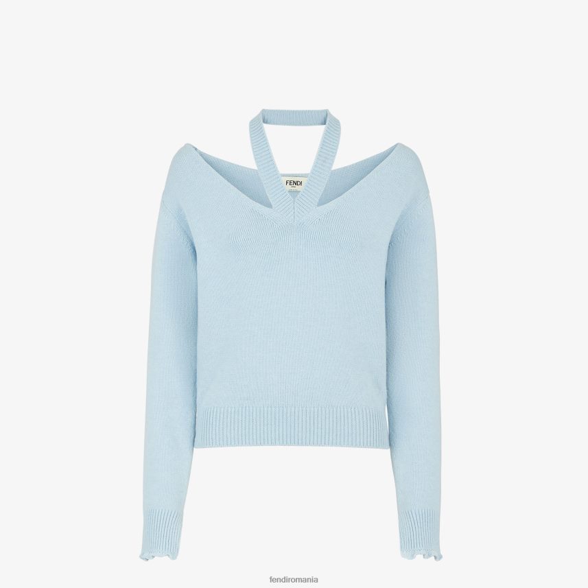 pulover din cașmir albastru deschis Fendi femei îmbrăcăminte 86084L930