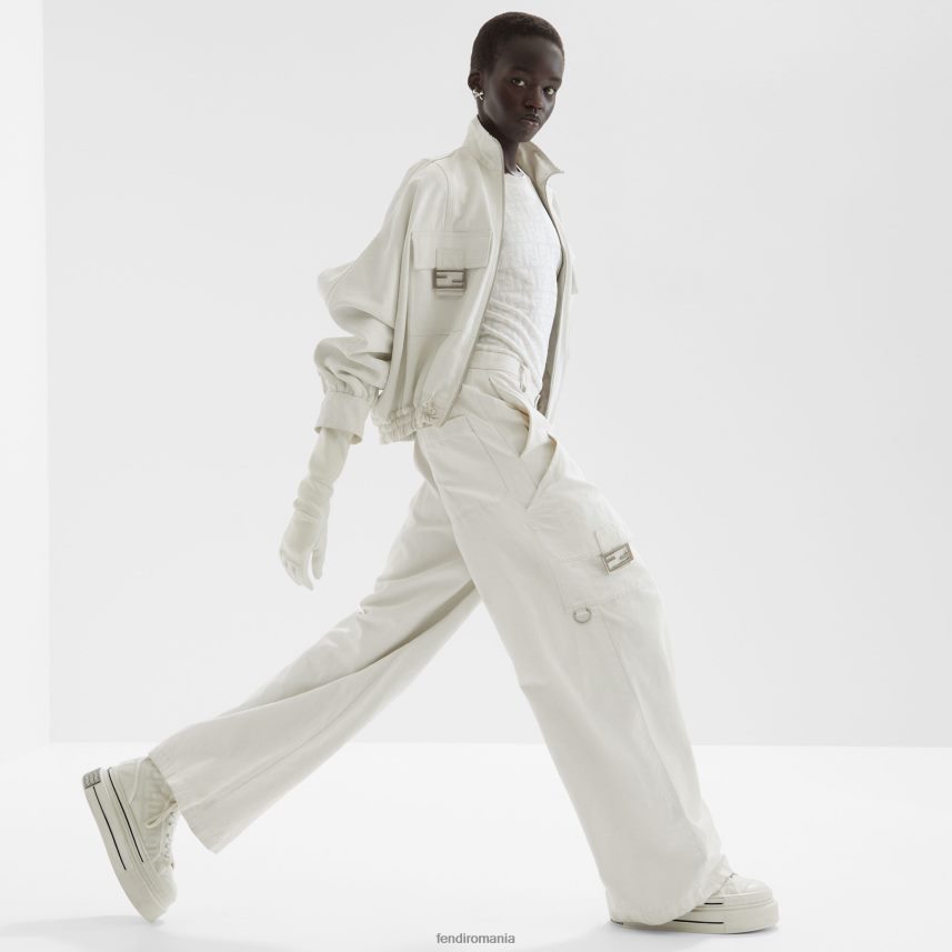 pulover din vascoza si bumbac alb Fendi femei îmbrăcăminte 86084L992