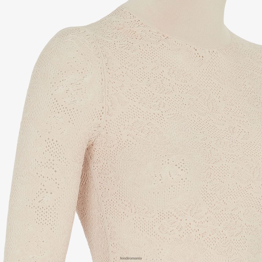 pulover din viscoza brodata bej Fendi femei îmbrăcăminte 86084L962
