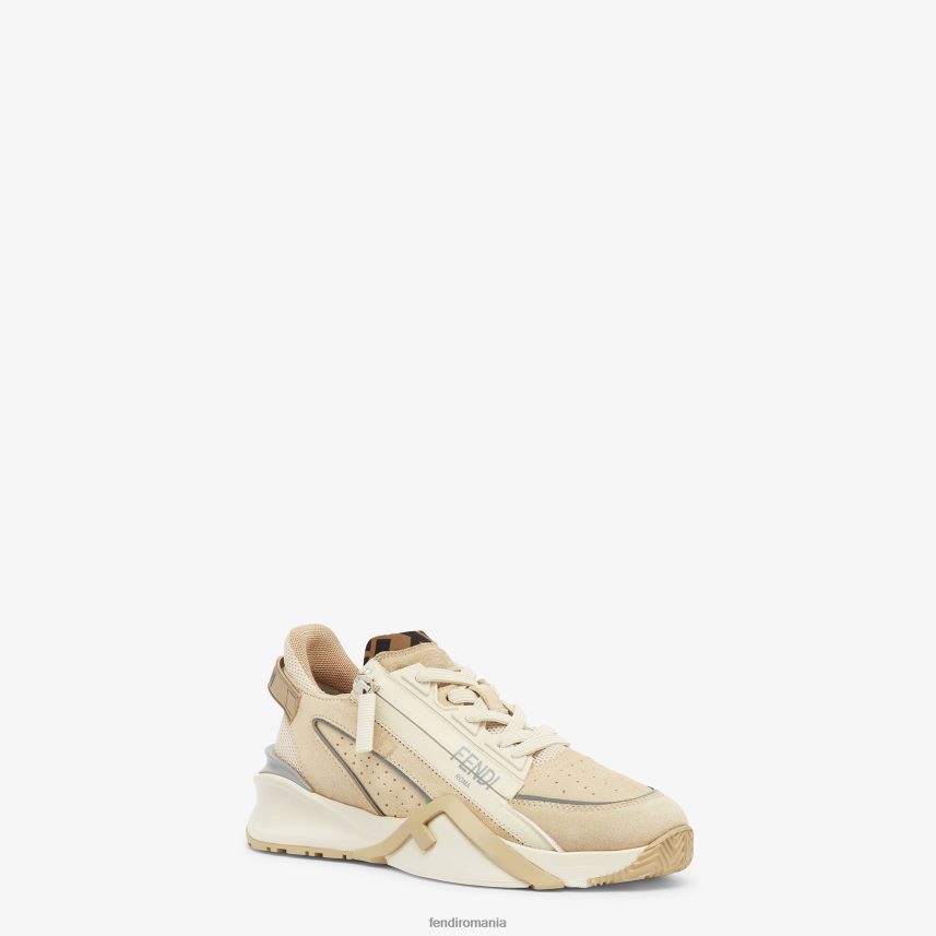 pantaloni joase din piele intoarsa alb Fendi femei încălţăminte 86084L1288