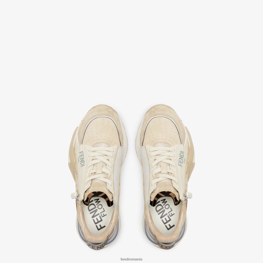 pantaloni joase din piele intoarsa alb Fendi femei încălţăminte 86084L1288