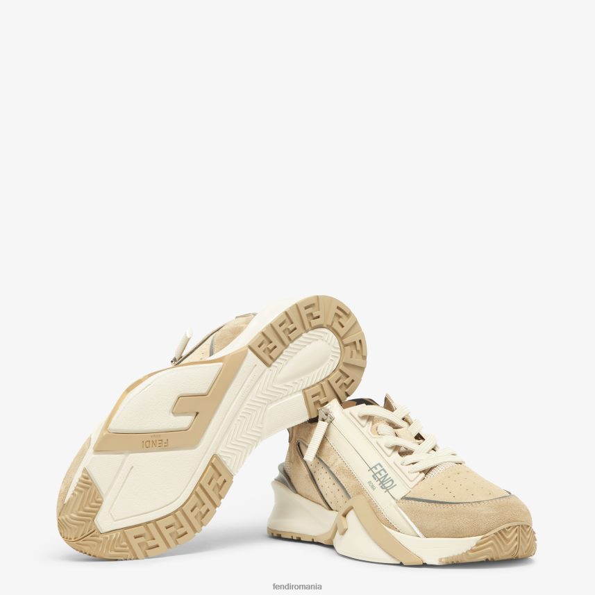 pantaloni joase din piele intoarsa alb Fendi femei încălţăminte 86084L1288