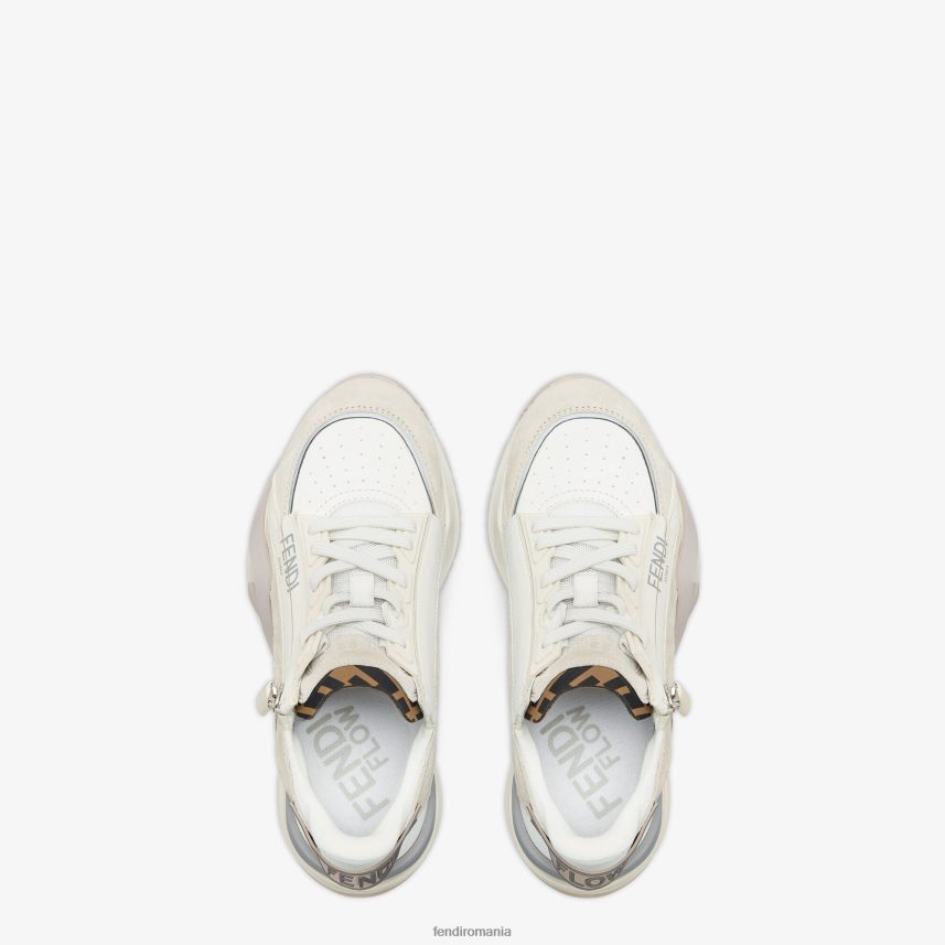 topuri joase din piele intoarsa alb Fendi femei încălţăminte 86084L1287