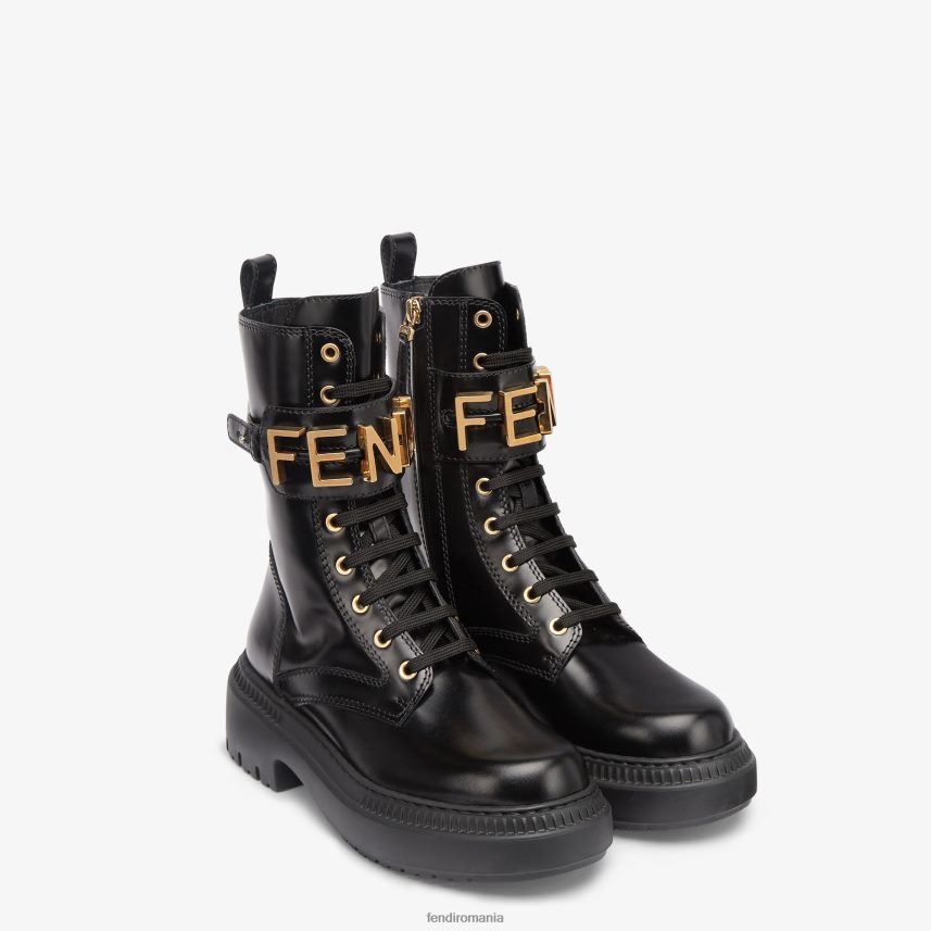 cizme biker din piele negru Fendi femei încălţăminte 86084L1358