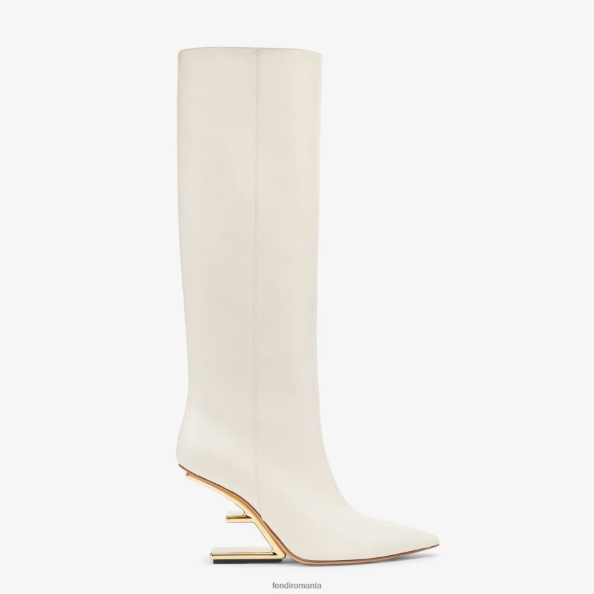 cizme din piele cu toc alb Fendi femei încălţăminte 86084L1355