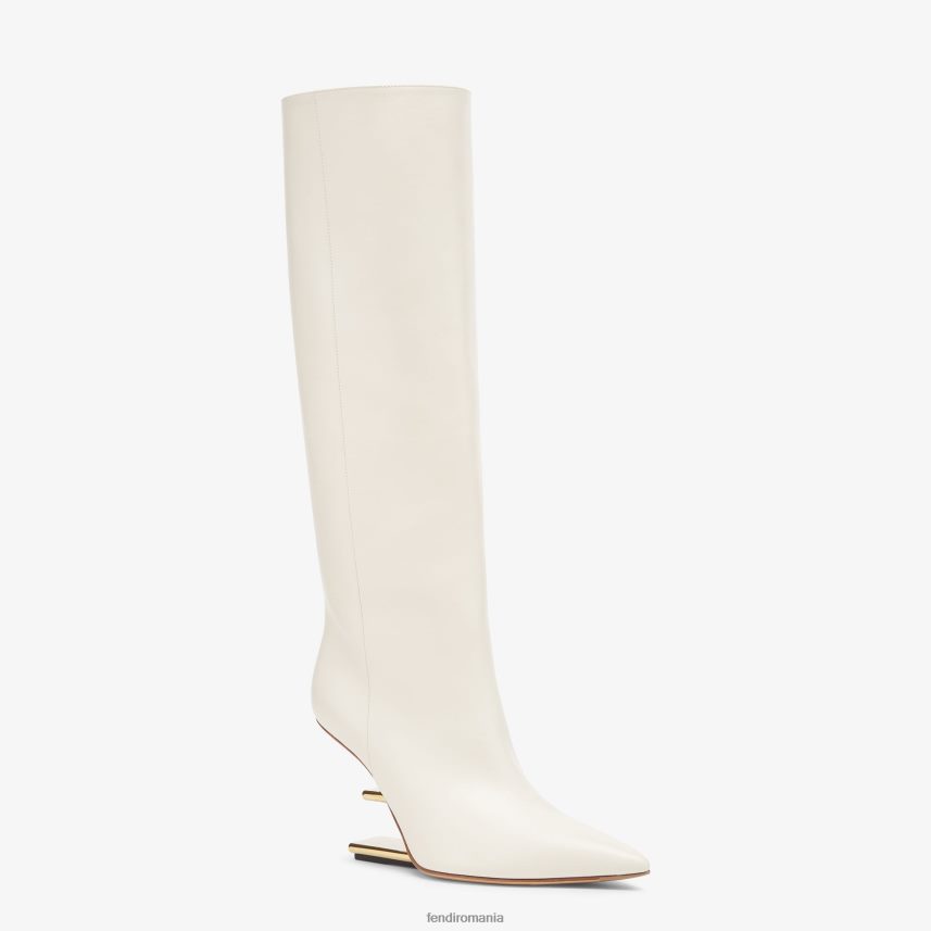 cizme din piele cu toc alb Fendi femei încălţăminte 86084L1355