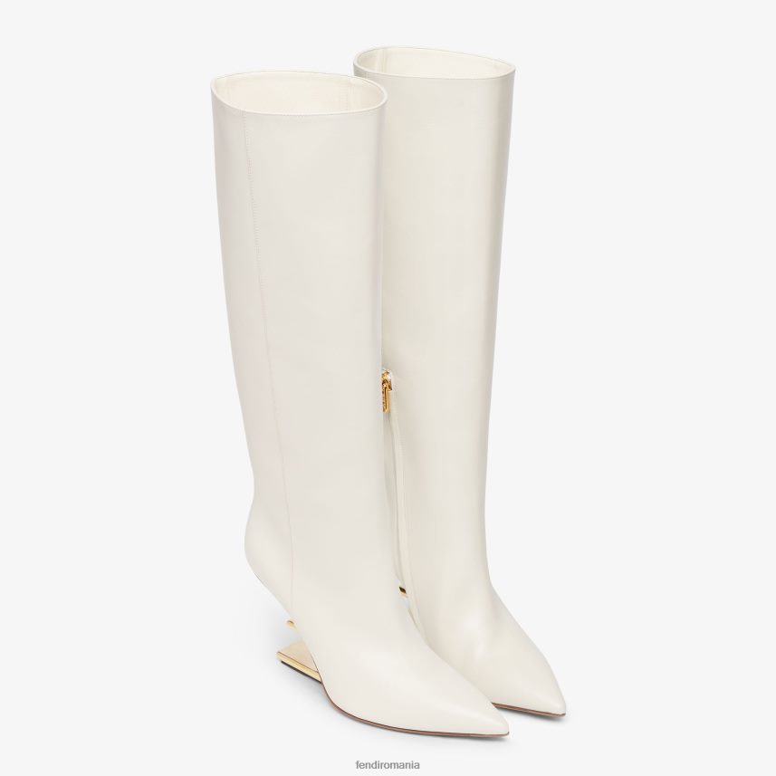 cizme din piele cu toc alb Fendi femei încălţăminte 86084L1355