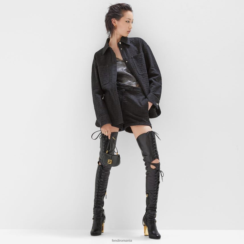 cizme din piele cu toc negru Fendi femei încălţăminte 86084L1263