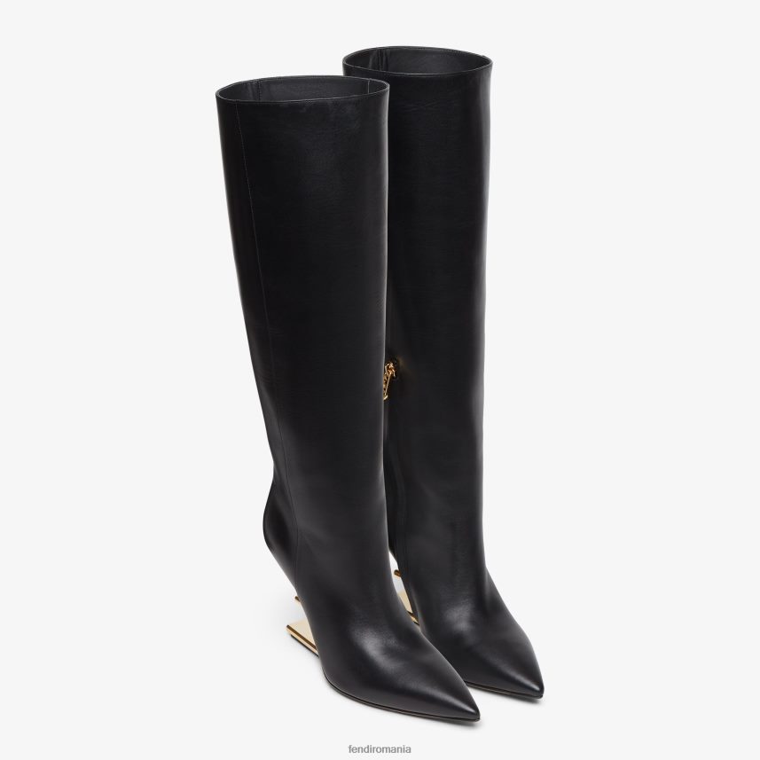 piele, cizme cu toc inalt negru Fendi femei încălţăminte 86084L1356