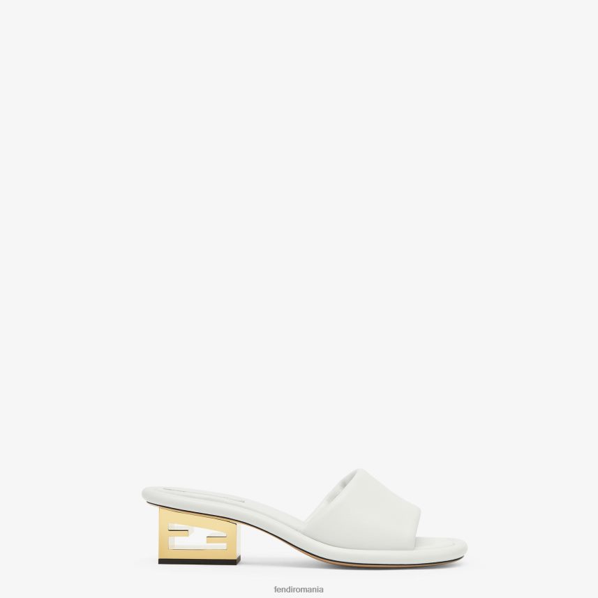 diapozitive din piele nappa alb Fendi femei încălţăminte 86084L1292