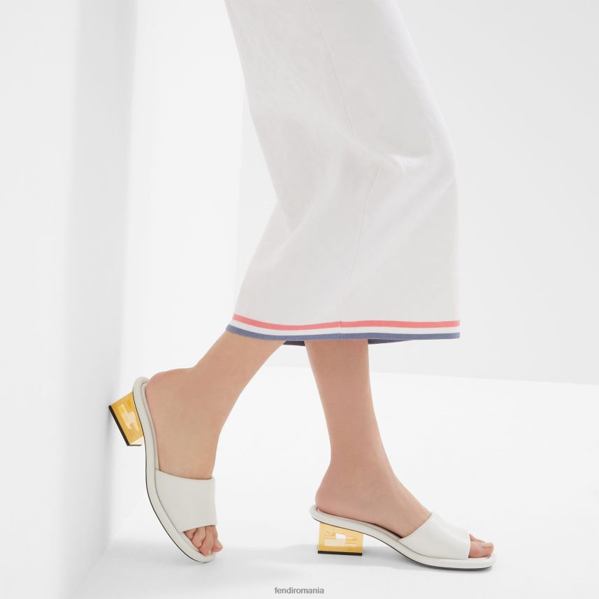 diapozitive din piele nappa alb Fendi femei încălţăminte 86084L1292