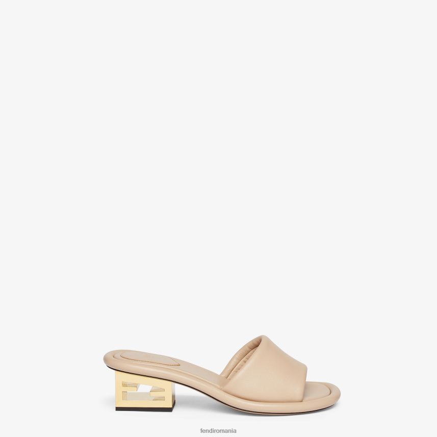 diapozitive din piele nappa bej Fendi femei încălţăminte 86084L1291