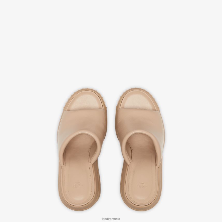 diapozitive din piele nappa bej Fendi femei încălţăminte 86084L1328