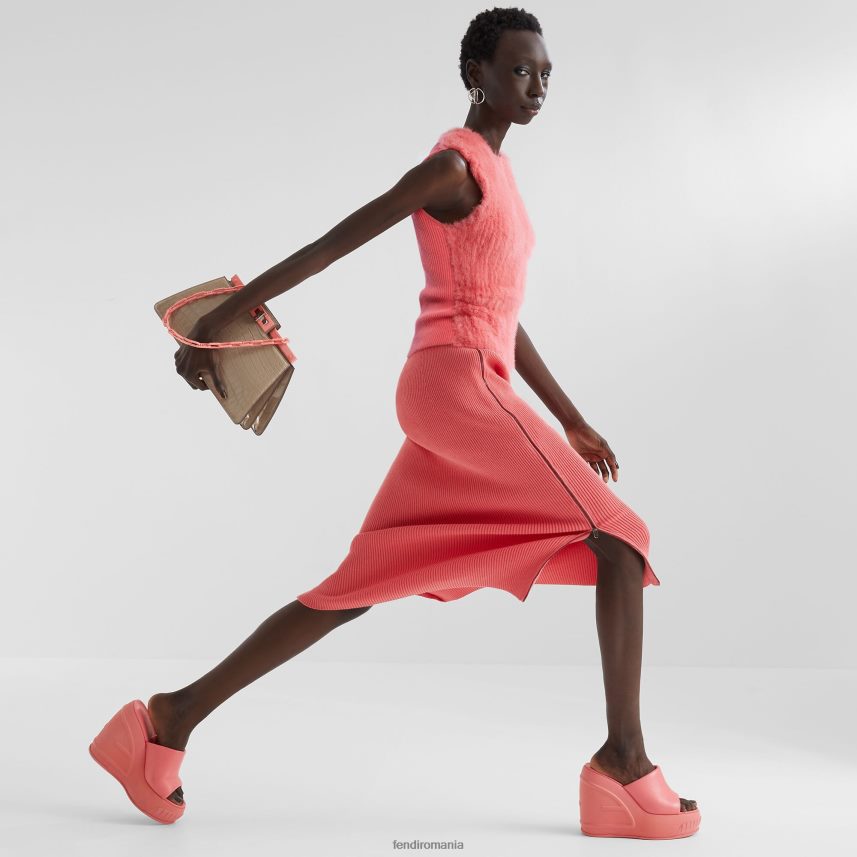 diapozitive din piele nappa roz Fendi femei încălţăminte 86084L1330