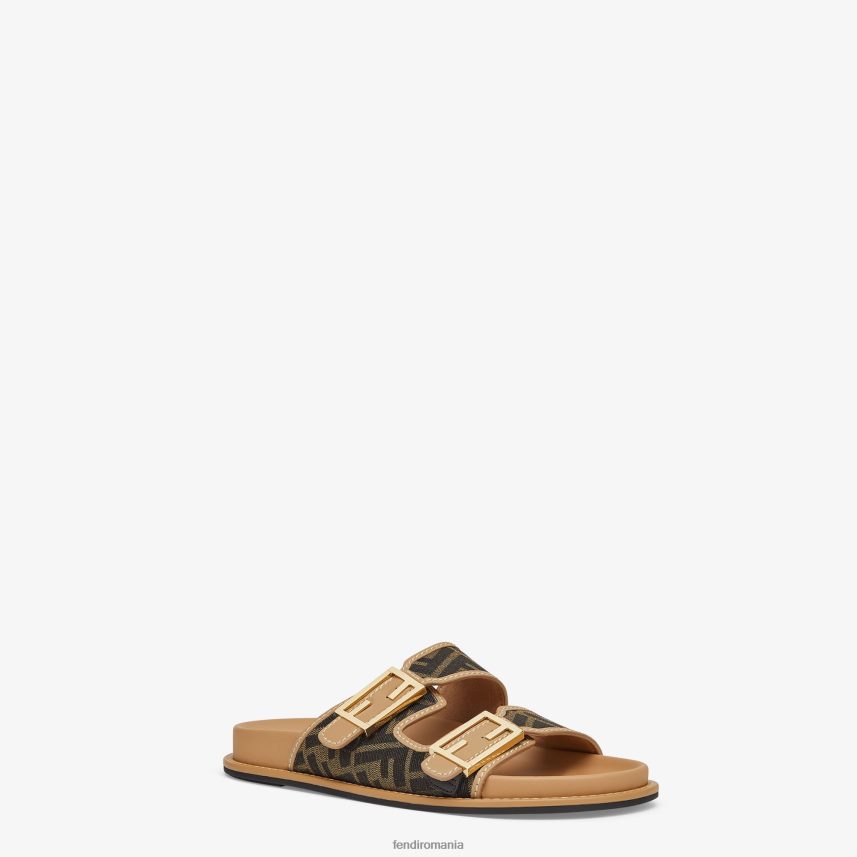 ff diapozitive din material textil maro Fendi femei încălţăminte 86084L1272