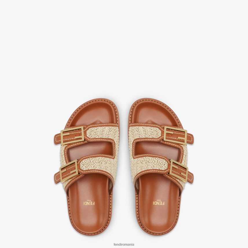 simt toboganele din piele maro Fendi femei încălţăminte 86084L1273