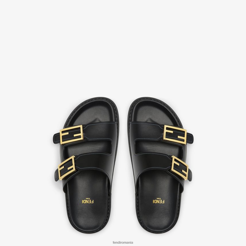 simt toboganele din piele negru Fendi femei încălţăminte 86084L1315