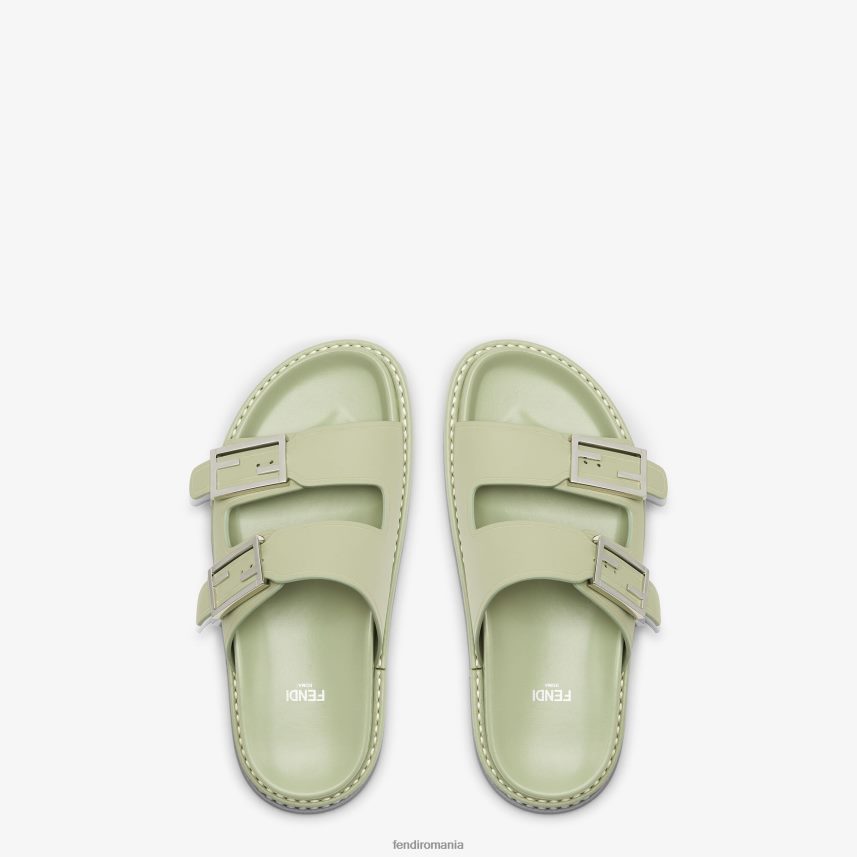 simt toboganele din piele verde Fendi femei încălţăminte 86084L1303