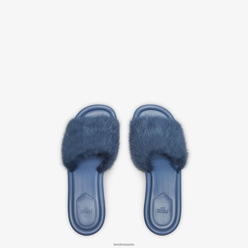 tobogane de nurcă albastru Fendi femei încălţăminte 86084L1321