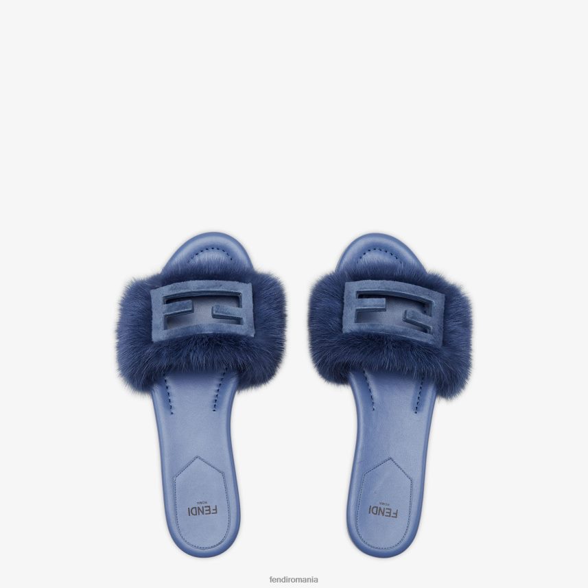 tobogane de nurcă albastru Fendi femei încălţăminte 86084L1331