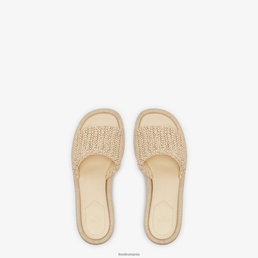 tobogane din rafie palida bej Fendi femei încălţăminte 86084L1307