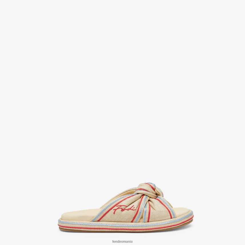 tobogane din rafie palida bej Fendi femei încălţăminte 86084L1310
