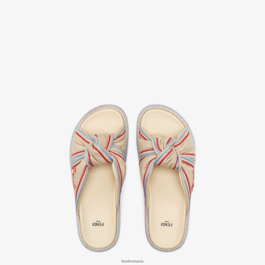 tobogane din rafie palida bej Fendi femei încălţăminte 86084L1310