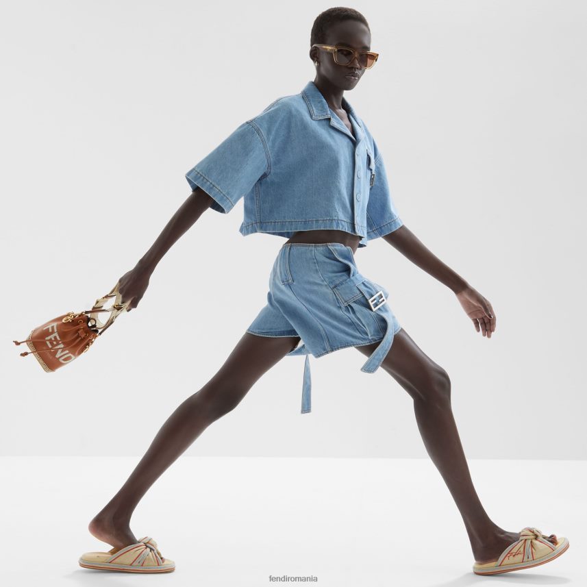 tobogane din rafie palida bej Fendi femei încălţăminte 86084L1310