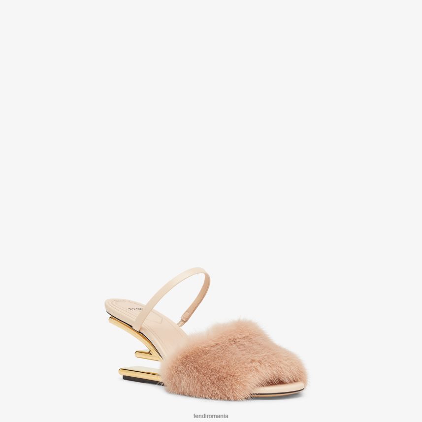 sandale cu toc mediu din nurcă pal roz Fendi femei încălţăminte 86084L1391