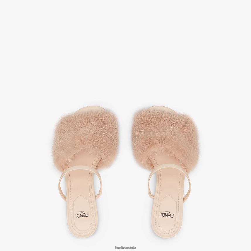 sandale cu toc mediu din nurcă pal roz Fendi femei încălţăminte 86084L1391