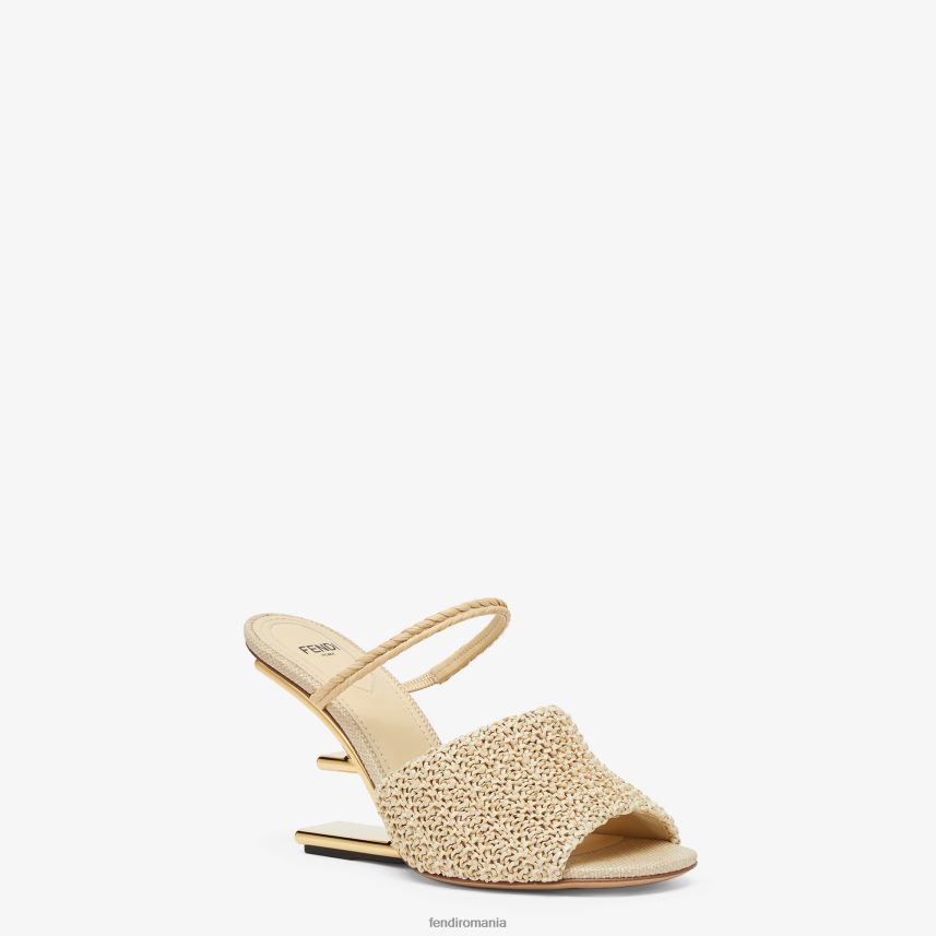 sandale cu toc în rafie pal bej Fendi femei încălţăminte 86084L1308
