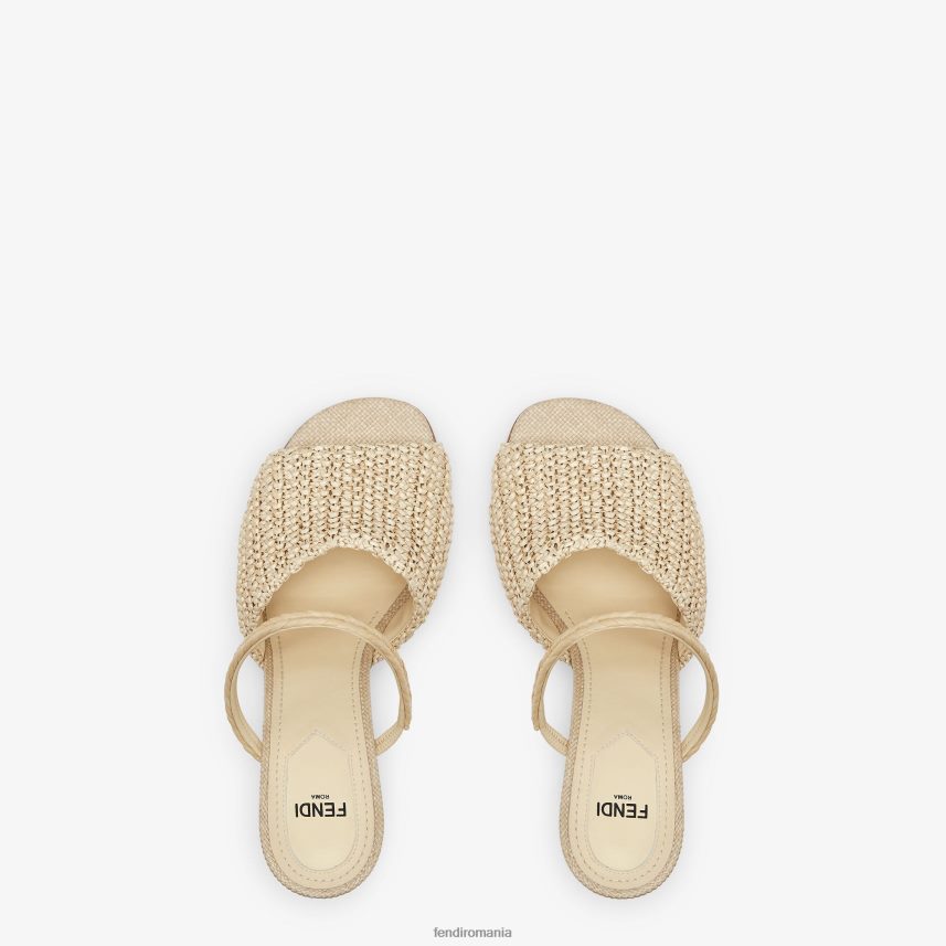sandale cu toc în rafie pal bej Fendi femei încălţăminte 86084L1308