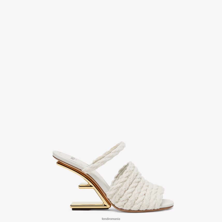 sandale din material textil cu toc bej Fendi femei încălţăminte 86084L1309