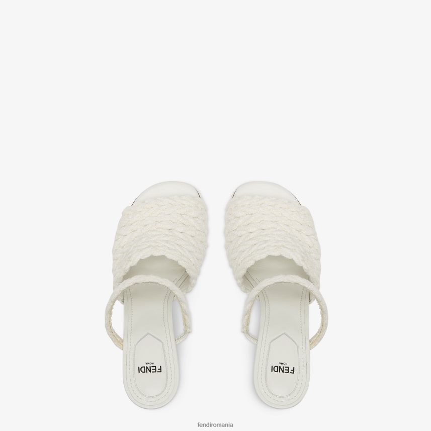 sandale din material textil cu toc bej Fendi femei încălţăminte 86084L1309