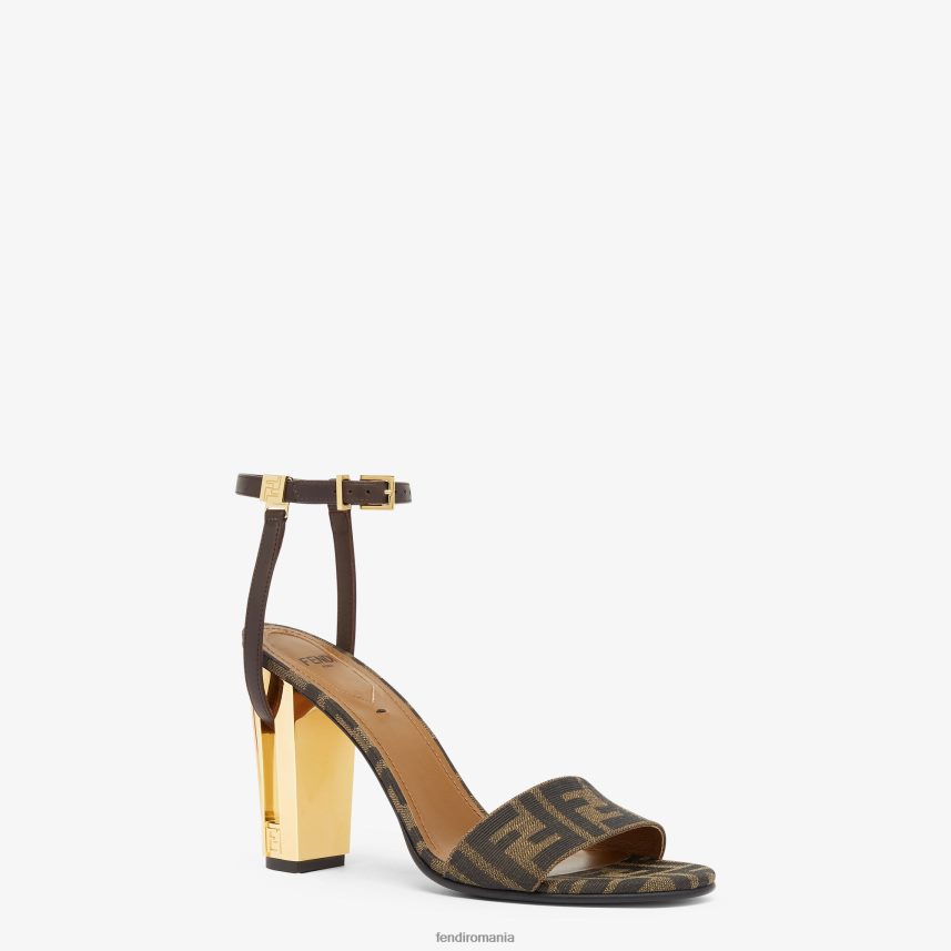 sandale din material textil cu toc maro Fendi femei încălţăminte 86084L1259