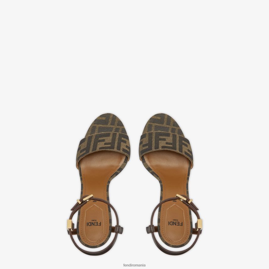 sandale din material textil cu toc maro Fendi femei încălţăminte 86084L1259
