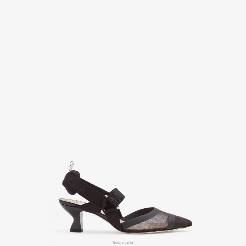 Slingback din piele și plasă cu toc mediu negru Fendi femei încălţăminte 86084L1405