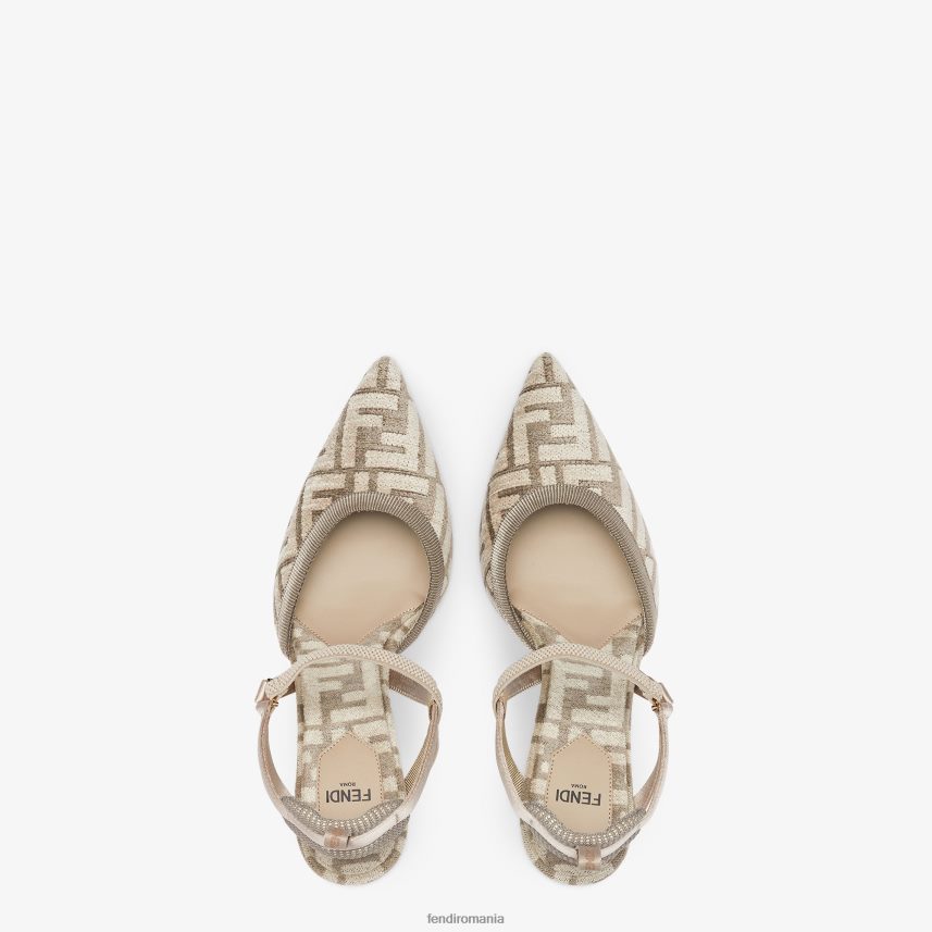 ff chenille slingback cu toc înalt bej Fendi femei încălţăminte 86084L1386