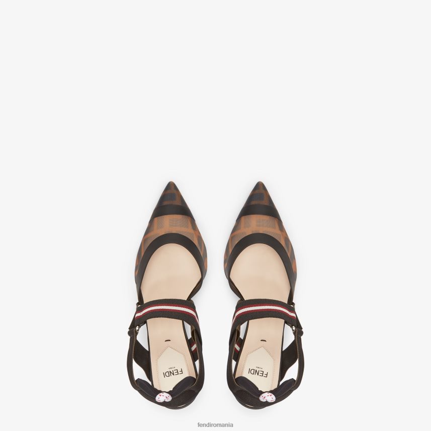 pantofi cu toc înalt din plasă multitech maro Fendi femei încălţăminte 86084L1384