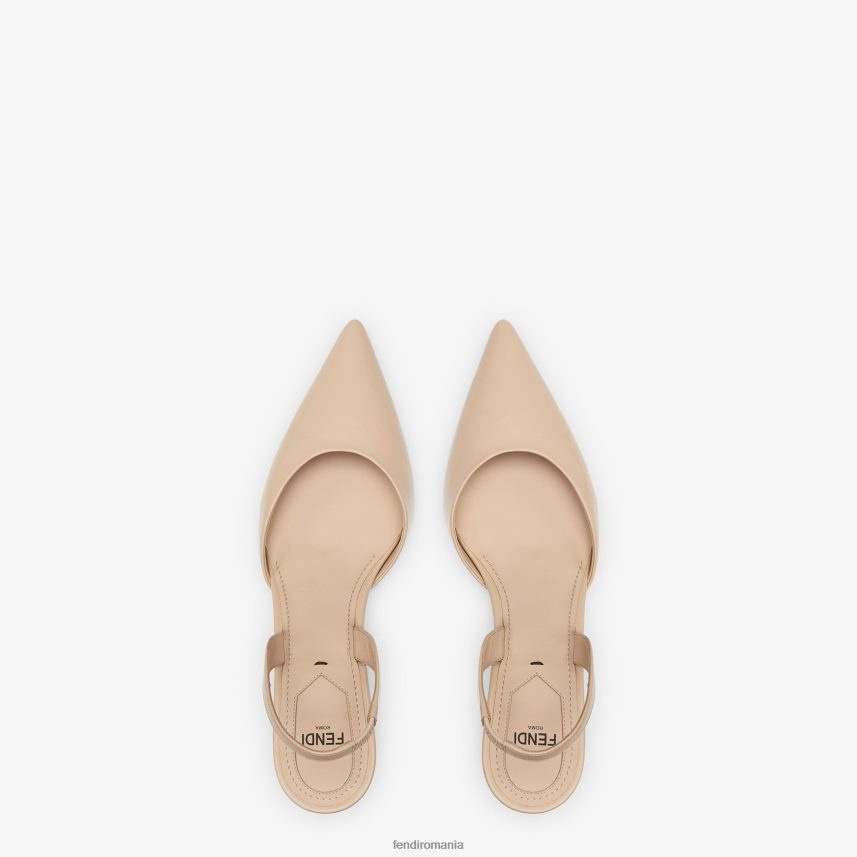 slingback din piele cu toc mediu bej Fendi femei încălţăminte 86084L1339