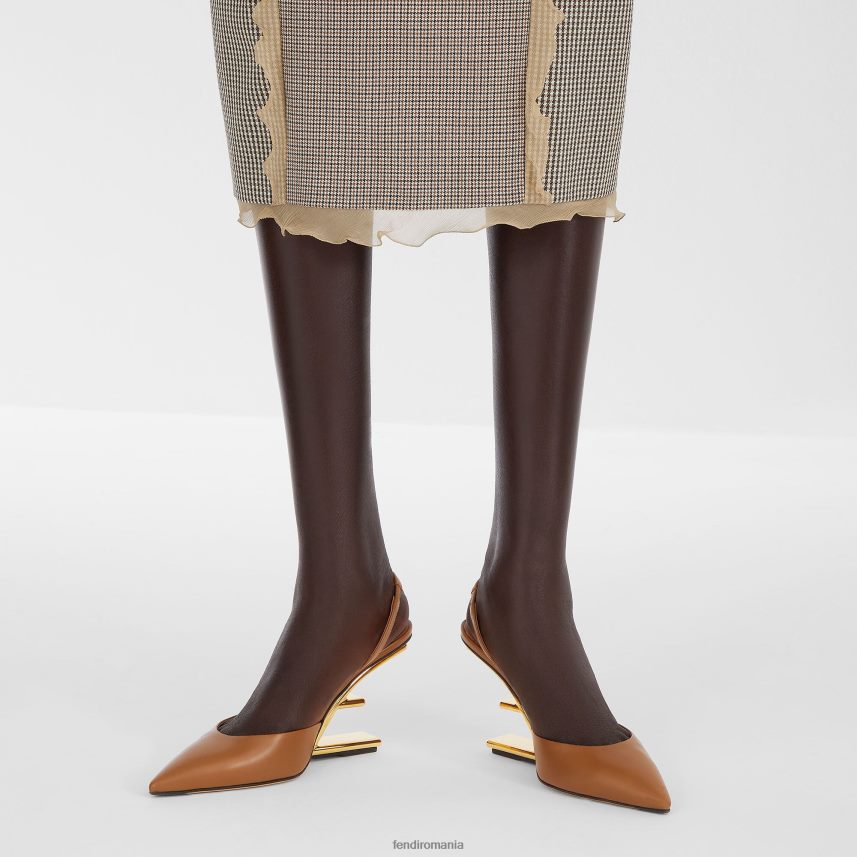 slingback din piele cu toc înalt maro Fendi femei încălţăminte 86084L1364