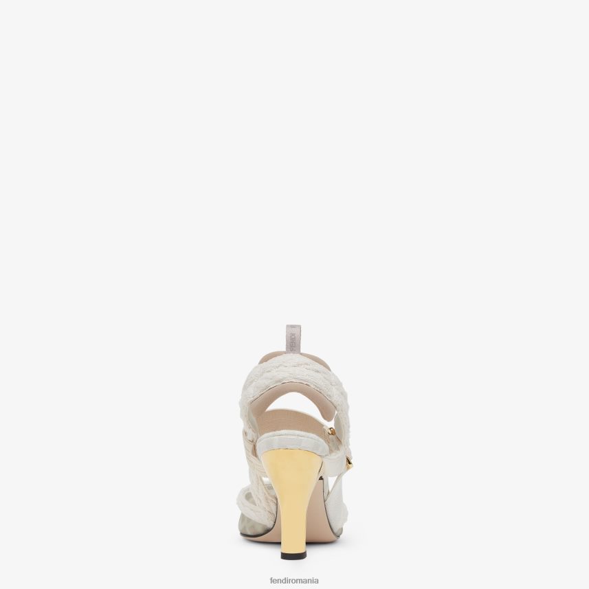 slingback din plasă cu toc mediu alb Fendi femei încălţăminte 86084L1313