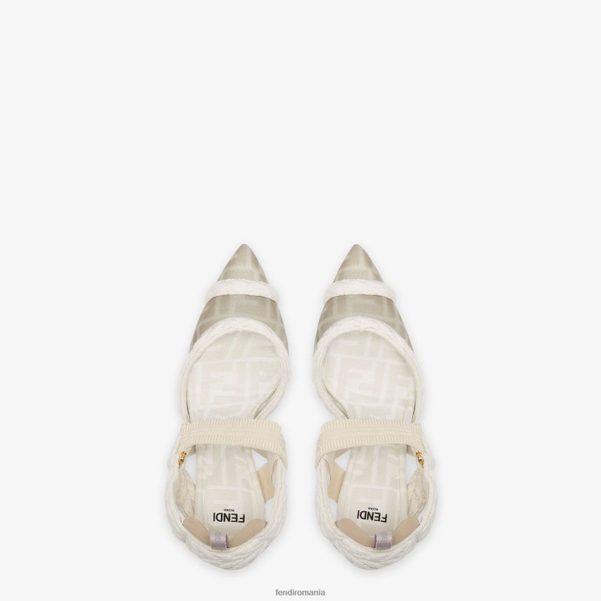 slingback din plasă cu toc mediu alb Fendi femei încălţăminte 86084L1313