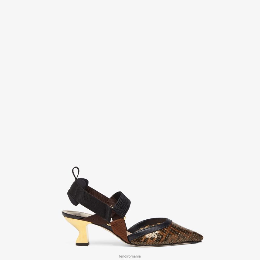 slingback din plasă cu toc mediu negru Fendi femei încălţăminte 86084L1285